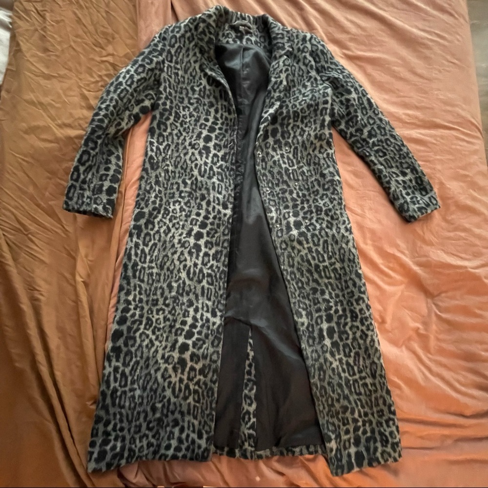 extra long wool leopard / cheetah coat